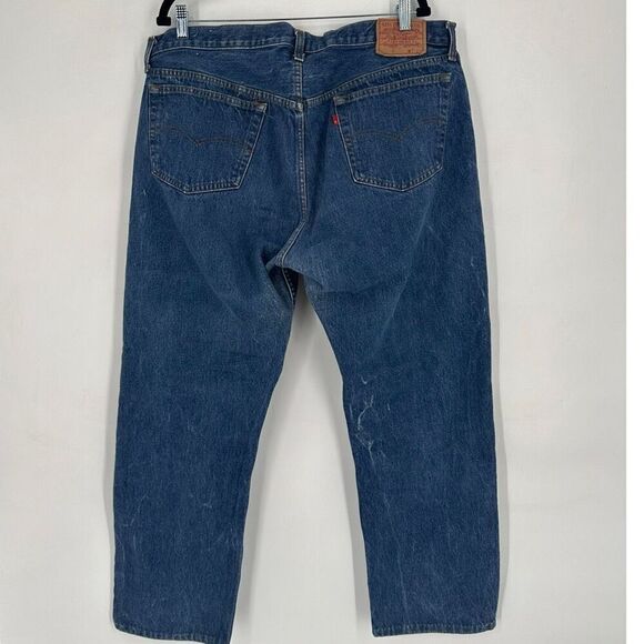 Vintage 80s Levi's 522 Unisex Straight Jeans Blue Denim Medium Wash Size 42x32 - Picture 3 of 16